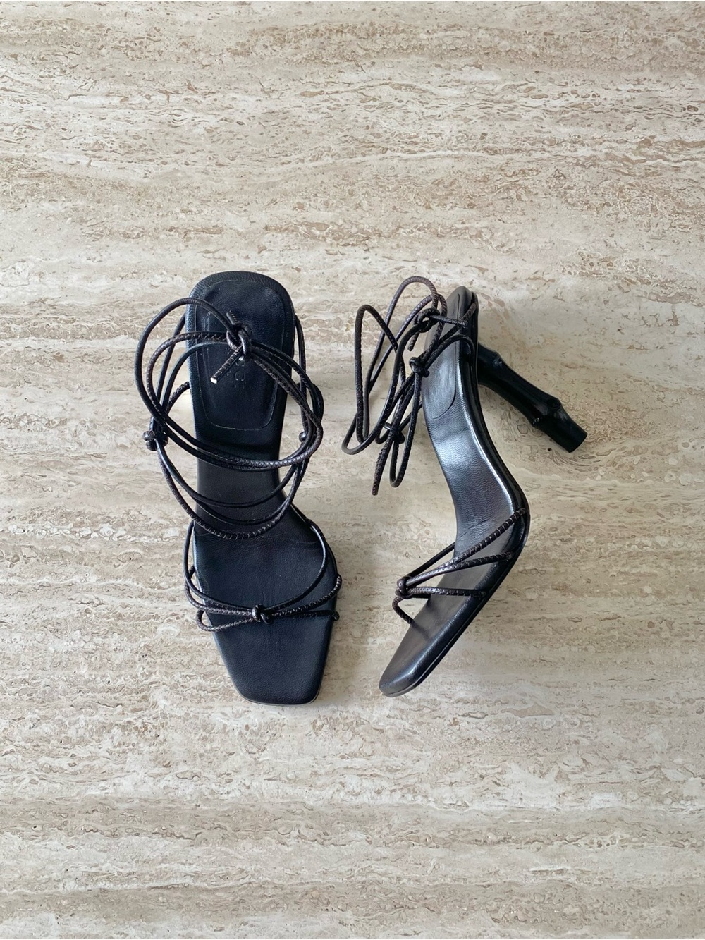 Vintage Gucci Tom Ford-era Ankle Wrap Bamboo Heel Sandals